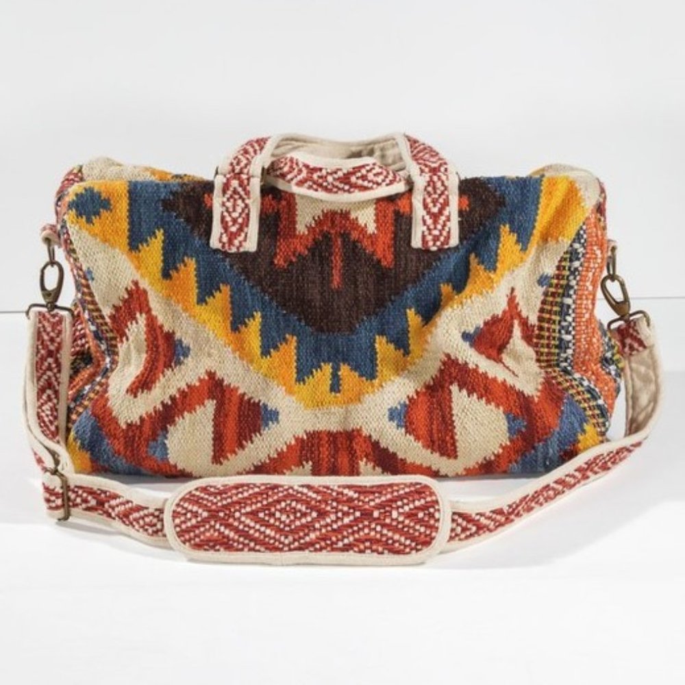 Boho Travel Bag - Ethnic Navajo Design - Handwoven from Fully Fine Cotton - Picture 3 of 9